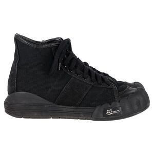 Visvim Lanier Leather-Trimmed High-Top Sneakers in Black Canvas